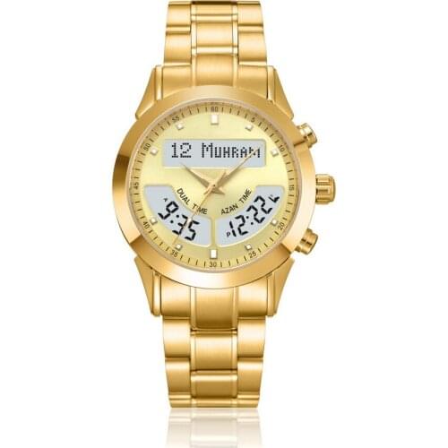 Muslim Adhan Prayer Watch with Azan Alarm Qibla Compass and Hijri Calendar Al Harameen Fajr Time Wristwatch