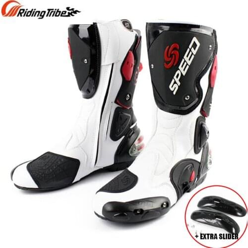 Mens Motorcycle Gear Shift Boots Racing High Leg boots Motos Protection Shoes SPEED Racing shoes bota