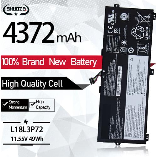 New L18L3P72 Laptop Battery For Lenovo YOGA X390 SB10K97659 02DL021 Notebook 11.55V 49Wh 4372mAh