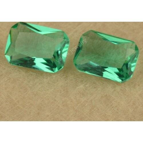 Sale 3x5~13x18mm 5A Grass Green Glass Lab Created Gems Baguette Octangle Shape Brilliant Cut Loose Synthetic Glass Stone For DIY