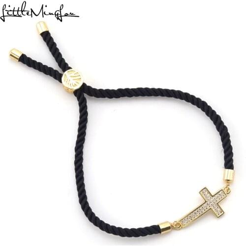 Luxury Cubic zirconia Jesus cross Charm bracelet Adjustable red rope Chain lucky girl women bracelets & bangles for men Jewelry