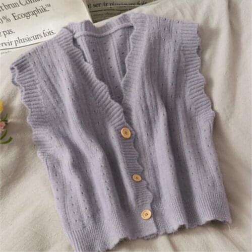 Spring Autumn Korean Women Knitted Sweater Cardigan Sleeveless Female Vest Ladies V-Neck Tops Girls Waistcoat Women Coat JW9972