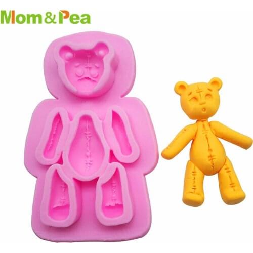 Mom&Pea MPA2096 Bear Shaped Press Silicone Mold Cake Decoration Fondant Cake 3D Mold Food Grade