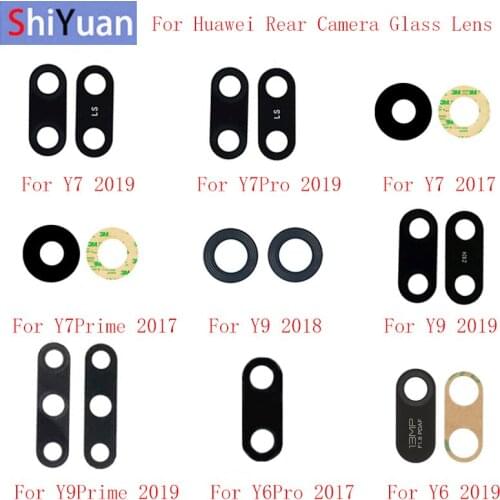 2pcs Back Rear Camera Lens Glass For Huawei Y6 2019 Y7 2019 Y7 2017 Y9 2019 Y9 2018 Camera Glass Lens Replacement Repair parts