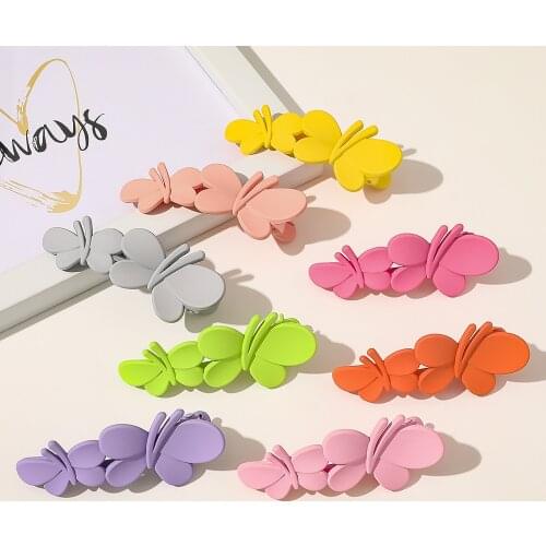 Vintage Acrylic Sweet Butterfly Hairpin Clip Matte Banana Hair Claws Hair Barrette Geometric Frosted Hairgrips Hair Accesories