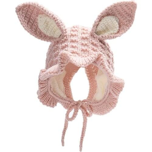 Knitted hat cute hats Autumn winter childrens cashmere hat rabbit ears cute infant girl boy baby earmuffs headgear hat