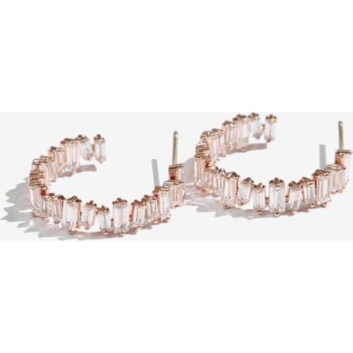 RAKOL Fashion AAA Cubic Zirconia Leaf Stud Earrings for Women Luxury T Shaped Crystal Stone Bridal Wedding Jewelry