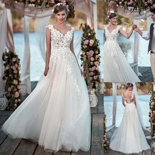 Junoesque Tulle Bateau Neckline A-line Wedding Dresses See Through Beach Bridal Dress vestido noiva princesa