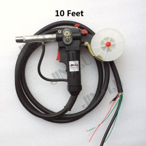Nylon Body Toothed Roller 10 Feet MIG Spool Gun Push Pull Feeder Aluminum Steel Torch No Connector JINSLU