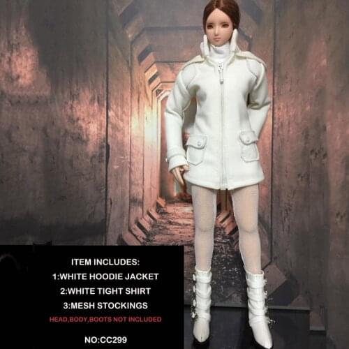 1/6 Scale Female White Coat Shirt Skirt and Stockings Models Set for 12 Inches Action Figure Body DIY Accessories CC299