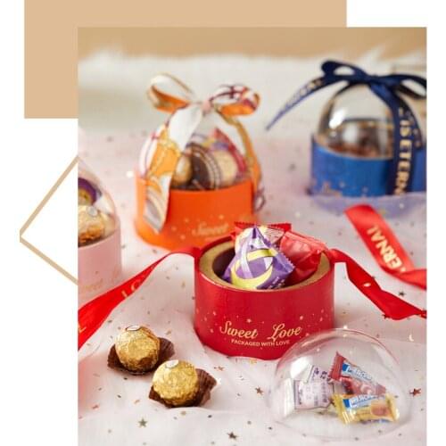 10pcs New acrylic round wedding candy box transparent hand gift box ins creative candy box gift box