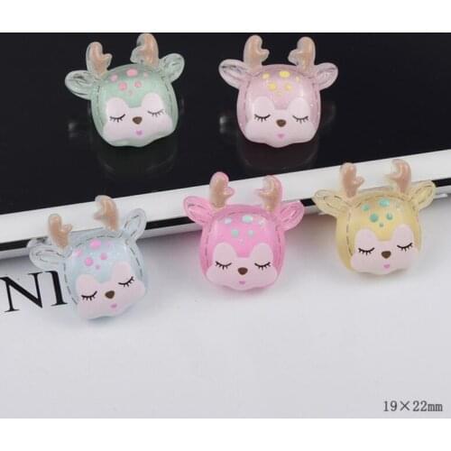 100pcs/lot Kawaii Resin Cartoon Animal Deer Flatback Cabochon DIY Decorative Craft Scrapbooking Accesssory