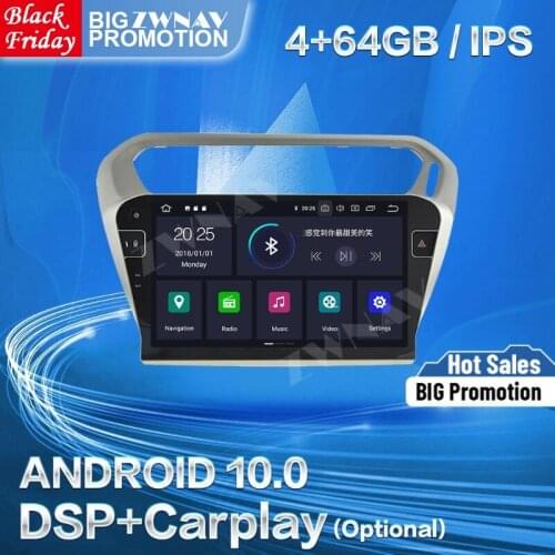 64GB DSP Carplay For Peugeot 301 2013 2014 2015 2016 Android 10.0 Multomedia GPS Navi Auto Audio Stereo Radio Recorder Head Unit