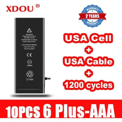 10pcs XDOU Battery for iPhone 6Plus 2915mAh replacement repair USA Cell Cable 1200 times cycle for iPhone6plus batteries 2021AAA