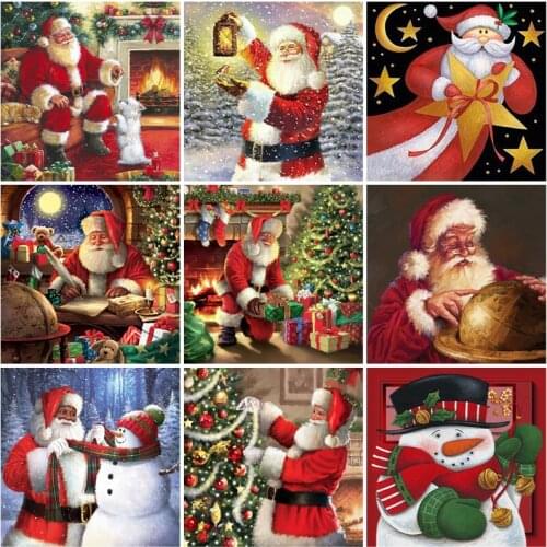 5D DIY Diamond Painting Santa Claus Full Round Drill Diamond Embroidery Christmas Rhinestones Crafts Kit Home Decor Gift