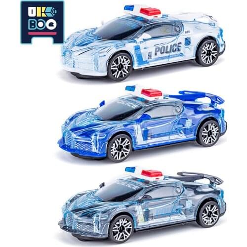 UKBOO 1PCS Police Vehicles with Light Electric Switch Race Music Cars Diecasts Playing Educational Toys for Children Kids Gift