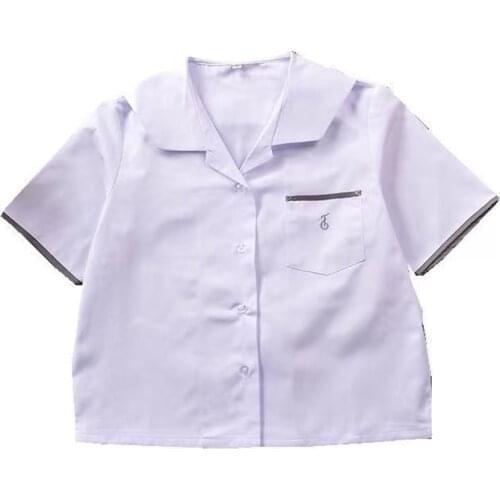 2019 Summer Hot Korean Cute Japanese School Uniform Style Girls Short Jk White Blouse Academy Embroidery Short Sleeve Shirt Tops
