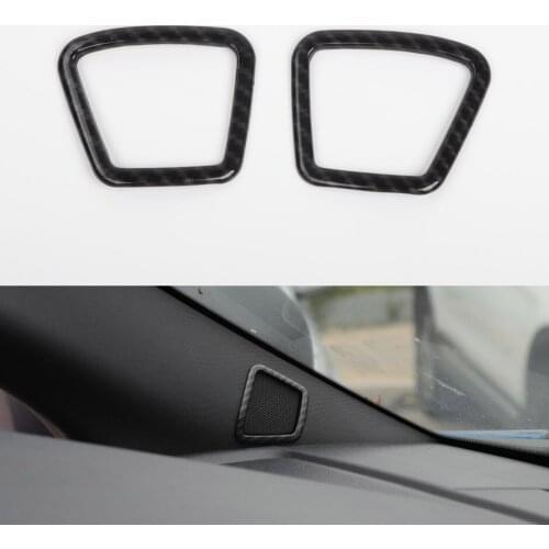 For Ford F150 2015 Up Car Front A Pillar Speaker Frame Trim Stickers Interior Car Styling Molding ABS Carbon Fiber Style