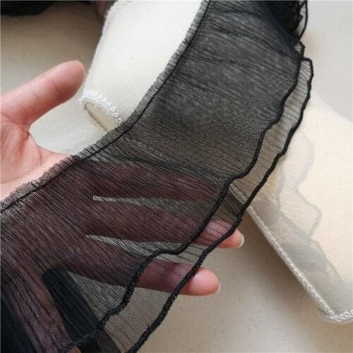 Double-layer Tulle Creased Ruffle Lace Fabric DIY Ladies Childrens Fashion Clothes Accessories Wedding Dress Sewing Materials