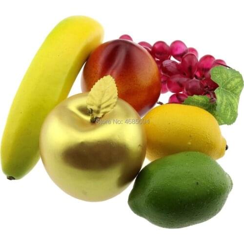Gresorth Artificial Decoration Fruit Fake Gold Apple Banana Lemon Grpae Peach Home Party Realistic Food Kitchen Toy