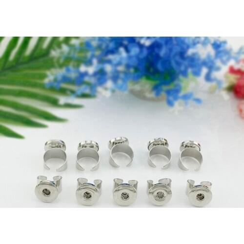 JWEIJIAO 10pcs/lot DIY Jewelry Snap Button Adjustable Size Ring For Men Women Fit DIY 20MM Glass Snap Button Rings