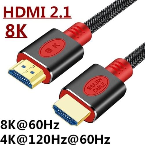 HDMI 2.1 Cable 8K@60Hz 4K@120Hz Ultra ARC HDR High-Speed 48Gbps HDCP2.2 For Splitter Switch PS4 TV Xbox Projector Computer 2m 3m