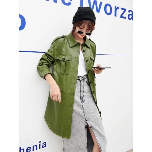 Genuine Leather Jacket Autumn Jacket Women Real Sheepskin Coat Female Streetwear Long Trench Coats Chaqueta Mujer MY4093