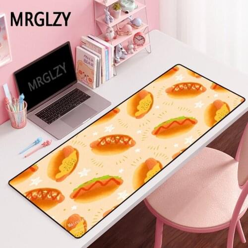 MRGLZY Drop Shipping Cute Cartoon Hot Dog Mouse Pad Gamer Large DeskMat Computer Gaming Peripheral Accessories MousePads for LOL
