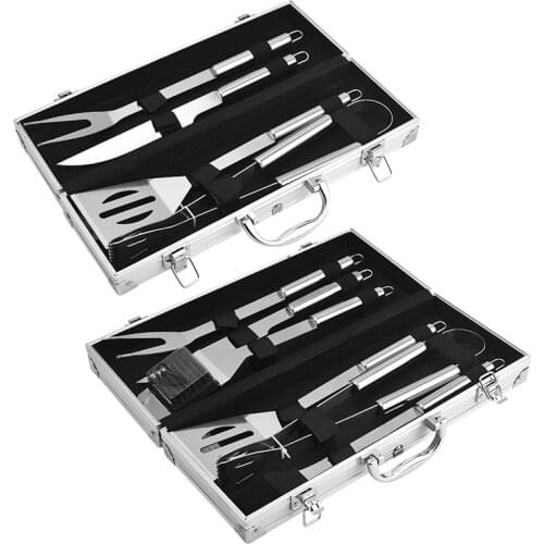 Outdoor Portable Barbecue 6-piece Set Grill Cookware Utensils with Aluminium Case BBQ Tools Combination barbecue