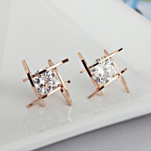 New European and American Trinkets Triangle Zircon Earrings Toe Square Zircon Stud Earrings Women Earrings Wholesale gift 2018