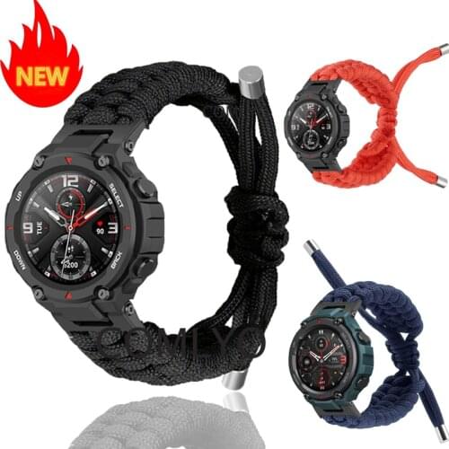 For Amazfit T Rex Pro Strap Nylon Umbrella Rope Weave Band Bracelet Outdoor Sports Belt For Xiaomi Amazfit T-rex Watch