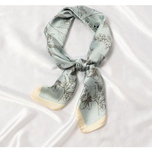 Elegant Florals Printed 2021 New Women Multifunction Polyester Silk Scarf Casual Small Square Wraps Scarves Fashion Neckerchief