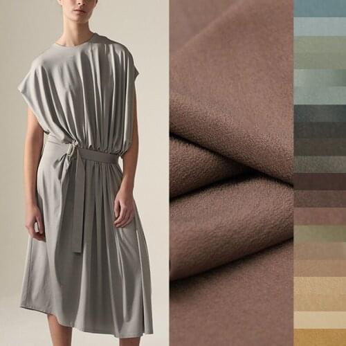 Thin Brown Gray Black Silk Crepe de Chine Fabric for Summer Dress Jacket Pants C040