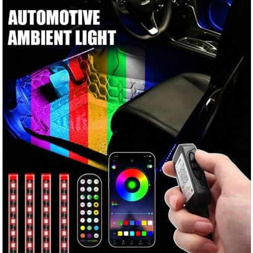 NEW LED Car Foot Light Ambient Lamp USB App Remote Box Control Multiple Modes Automotive Interior Decorative Lights