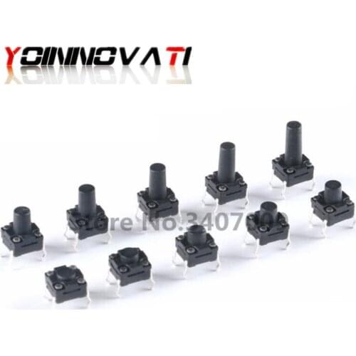 1000PCS 6*6 Tact Switch Tactile Push Button Switch Kit Height: 4.3 5~13MM DIP 4P waterproof 6x6 Key switch