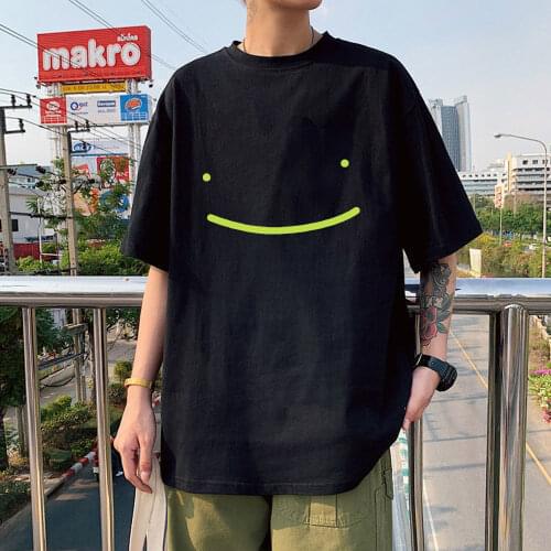 Dream Smp Smile Green T-Shirt Summer Men Shirts Harajuku T Shirt Hip Hop Unisex Streetwear Tshirts Kawaii Clothing Anime Shirt