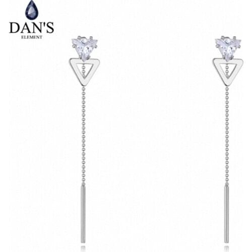 DANS Element 3 Colors Real Austrian Crystals Triangle Long Earrings for Women Valentine Gift New Fashion 127198