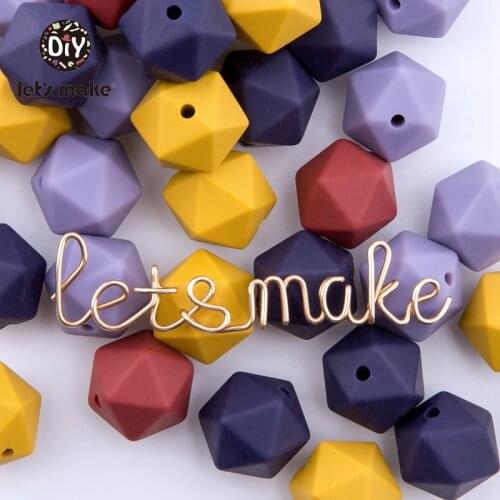 Lets Make Silicone Beads Octagonal Silica Beads 20 PCS 14mm BPA Free Teething Toys DIY Accessories Pacifier Chain Baby Teether
