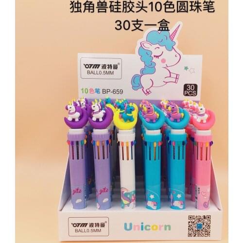 30 pcs/lot Moon Unicorn 10 Colors Chunky Ballpoint Pen School Office Supply Gift Stationery Papelaria Escolar