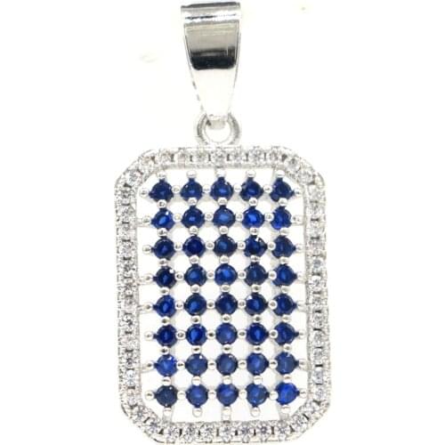 34x21mm SheCrown Classic Created Pink Tourmaline White CZ Gift For Ladies Silver Pendant