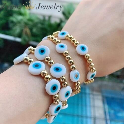 5PCS, Round Flat Shape Eye Spacer Lampwork Glazed Glass Beads Bracelet Woman Gold Ball Beads Jewelry