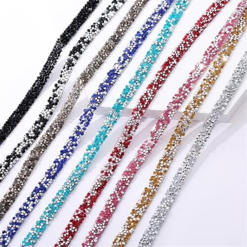 5Yards 1/1.5/2cm Rhinestone Tape Trim Resin Crystal Decoration Trimming Iron on/Sew on Diamond For DIY Shoes Banding Garment Hat