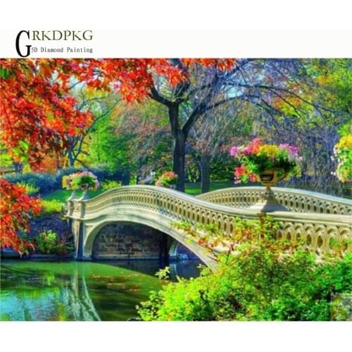 5D Diy Full Diamond Painting bridge Pictures Cross Stitch kits Diamond Embroidery Crystals round Diamond Mosaic Landscape drill