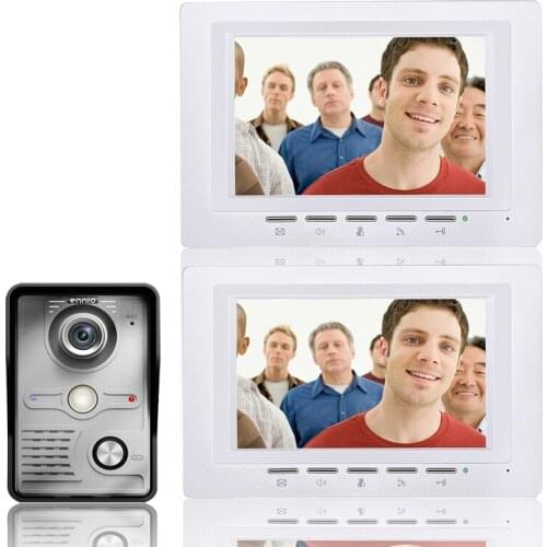 7 Inch Video Door Phone Doorbell Intercom Kit 1-camera 2-monitor Night Vision with IR-CUT HD 700TVL Camera