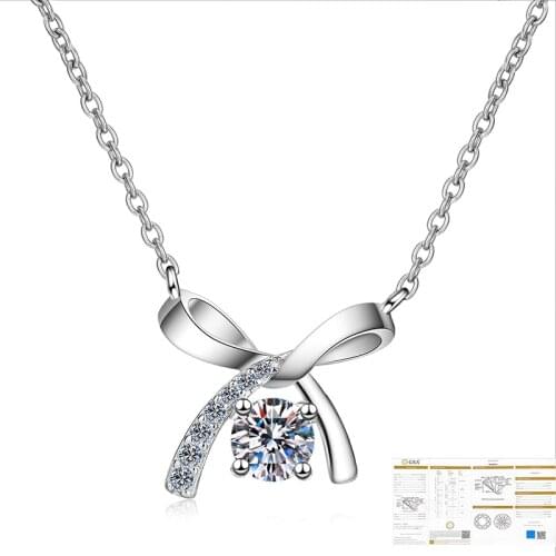 925 Sterling Silver Twinkle Moissanite Jewelry 5.0mm 0.5Ct Moissanite Diamond Pendant Necklace For Women Wedding