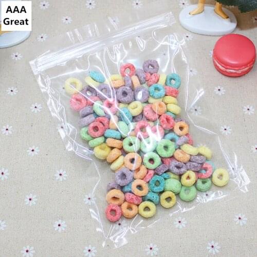AAA Great 100Pcs/Lot Bright Transparent Plastic Bag Ziplock Food Bags Food Packaging Bag Storage Pouches Candy Tea Snack Clear