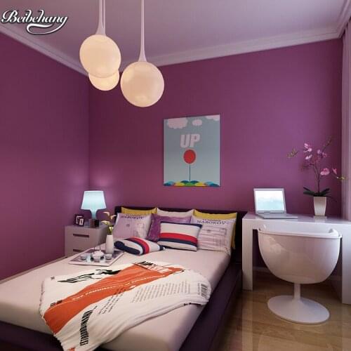 Beibehang Lavender purple non - woven wallpaper pure plain silk bedroom living room study TV background wallpaper