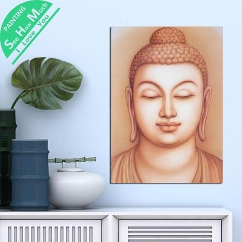1 Piece Round Face Buddha Jade HD Printed Canvas Wall Art Posters and Prints Poster Painting Framed Artwork Room Decoration