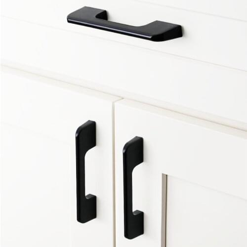 Black Cupboard Handle Brushed Stainless Steel Kitchen Cabinet Door Knob Furniture Drawer Pull Hardware Pulls Bar Handle