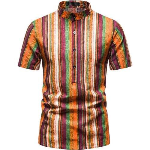 Flower Shirts Men Stand Collar Casual Print Shirt Mens Hawaiian Oversized Short Sleeve Camisas Summer Holiday Beach Streetwear